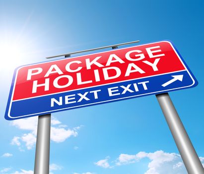 Illustration depicting a sign with a package holiday concept.