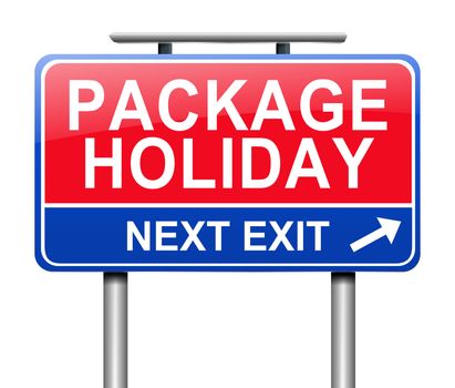 Illustration depicting a sign with a package holiday concept.
