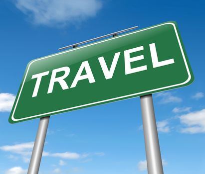 Illustration depicting a sign with a travel concept.