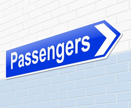Illustration depicting a sign with a passengers concept.