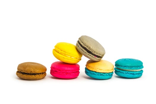 French macaroons on white background