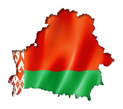 Belarus flag map, three dimensional render, isolated on white