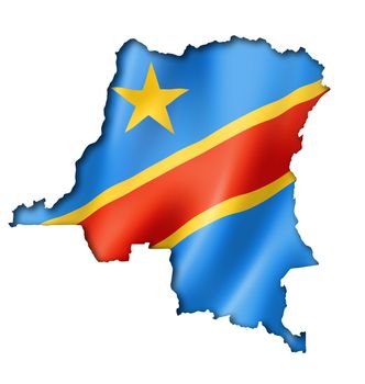 Democratic Republic of the Congo flag map, three dimensional render, isolated on white