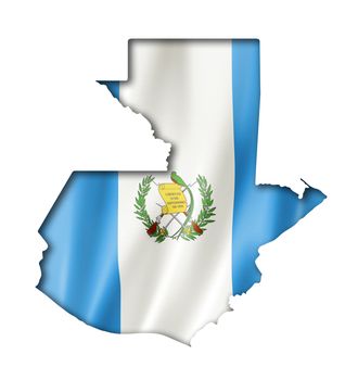 Guatemala flag map, three dimensional render, isolated on white