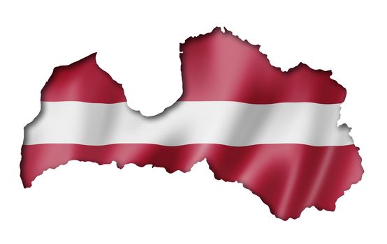 Latvia flag map, three dimensional render, isolated on white