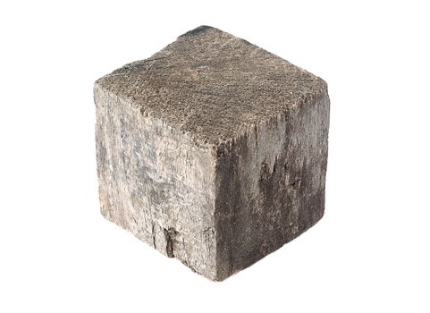 Wooden cube block on white background