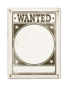 Wanted poster isolated on white background