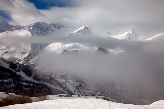 High mountains with winter snow