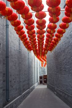 red lantern in the alley,Beijing