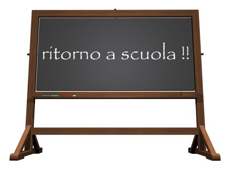 School blackboard italian back to school isolated in white background - 3D render