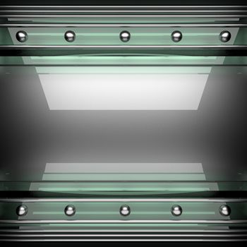 polished metal background with glass