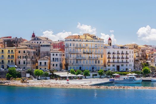 A view of Corfu Town, the capital of the island of Kerkyra, or Corfu, seen from the sea