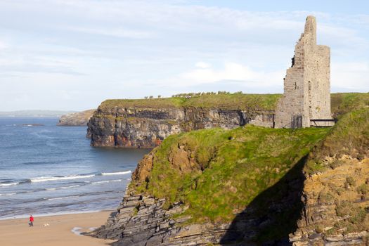 view of the castle beach and cliffs in Ballybunion county Kerry Ireland