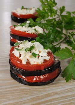 Baked eggplant with ricotta and tomato