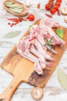 Raw lamb chops