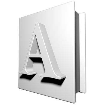 Book with letter A on the cover, 3d render