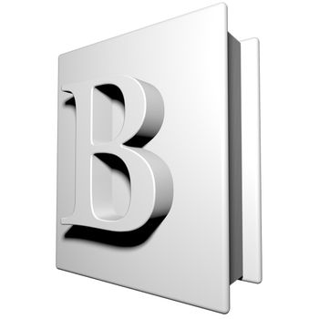 Book with letter B on the cover, 3d render