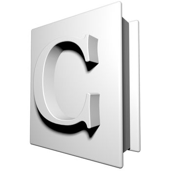 Book with letter C on the cover, 3d render