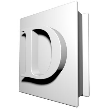 Book with letter D on the cover, 3d render