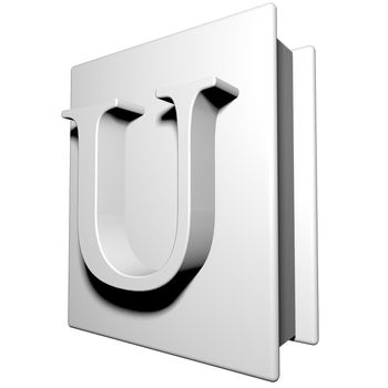 Book with letter U on the cover, 3d render