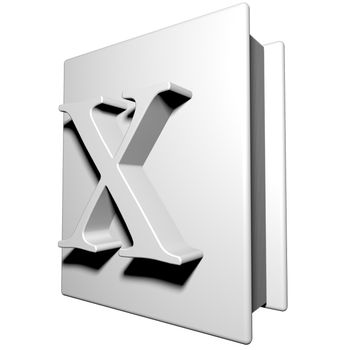 Book with letter X on the cover, 3d render