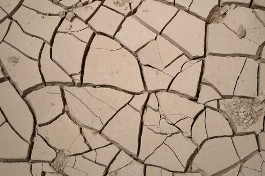 Cracks in dry and parched earth in desert