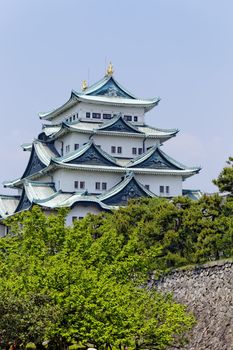 Nagoya castle atop with golden tiger fish head pair called "King Cha Chi", Japan 