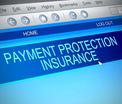 Illustration depicting a computer screen capture with a payment protection insurance concept.