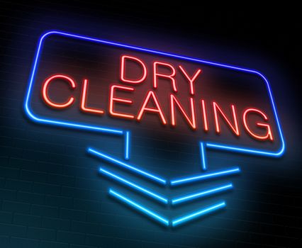 Illustration depicting an illuminated neon sign with a dry cleaning concept.