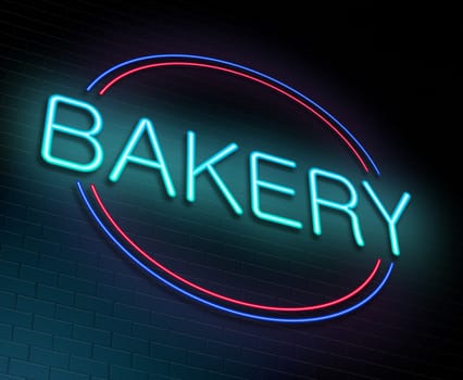 Illustration depicting an illuminated neon sign with a bakery concept.