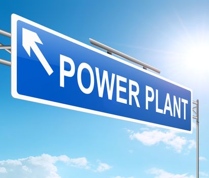 Illustration depicting a sign with a power plant concept.