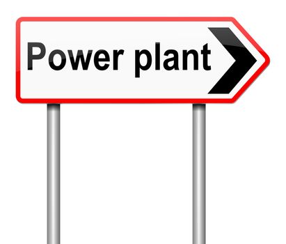 Illustration depicting a sign with a power plant concept.