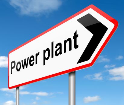 Illustration depicting a sign with a power plant concept.