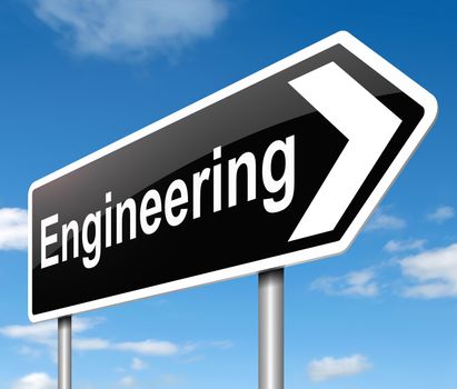 Illustration depicting a sign with an engineering concept.