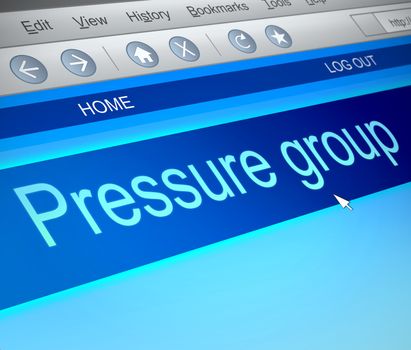 Illustration depicting a computer screen capture with a pressure group concept.