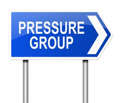 Illustration depicting a road sign with a pressure group concept.