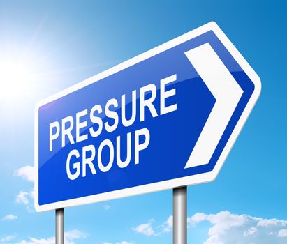Illustration depicting a road sign with a pressure group concept.