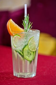 non-alcoholic mohito cocktail at table