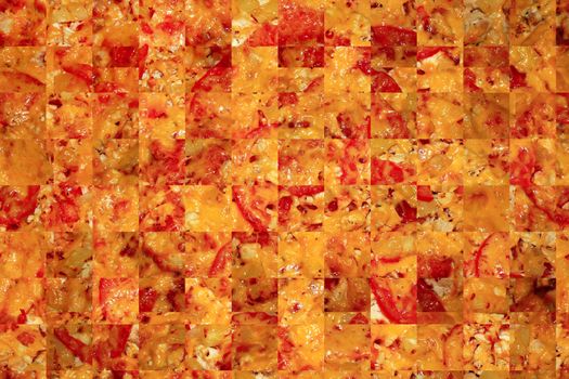 abstract cut fragments of appetizing tasty pizza