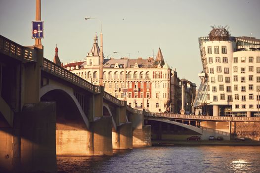 Vltava river embankment in Prague