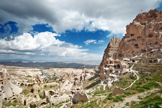 Ancient stony houses in Cappadocia. Turkey