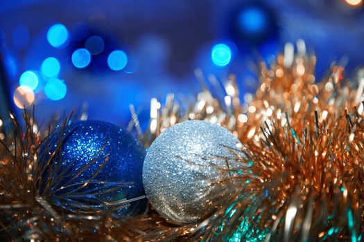 Close-up view on the Christmas decoration. Horizontal photo