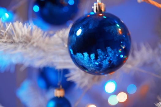 Close-up view of Christmas balls. Horizontal photo