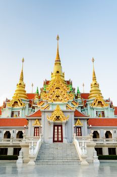 Phra Mahathat Chedi Phakdi Prakat, Beautiful golden pagoda's famous at Ban Krut in Prachuap Khiri Khan province Thailand