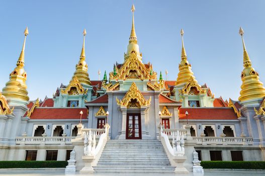 Phra Mahathat Chedi Phakdi Prakat, Beautiful golden pagoda's famous at Ban Krut in Prachuap Khiri Khan province Thailand