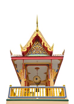 Bell Tower in temple of Thailand on white background
