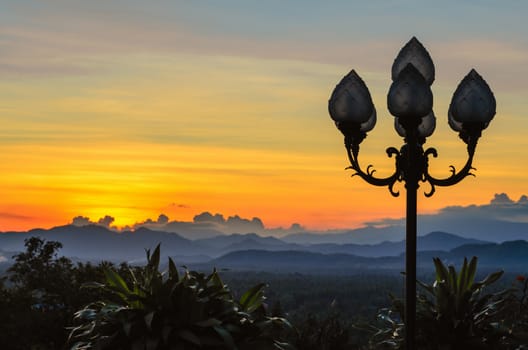 Sunset on Thongchai mountain at Ban krut in Prachuap Khiri Khan province of Thailand
