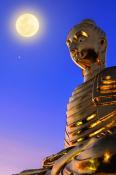 Phra Phuttha Kitti Siri Chai, Buddha statue under the full moon on the Thongchai mountain at Ban Krut in Prachuap Khiri Khan Province of Thailand