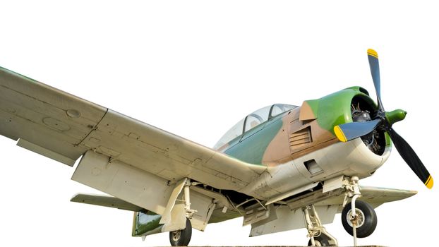 Old fighter aircraft used in world war 2 of Thailand on blue sky background
