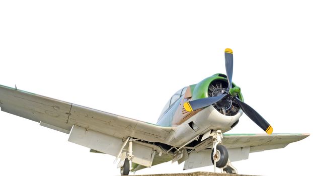 Old fighter aircraft used in world war 2 of Thailand on white background
